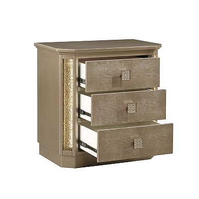 Medusa Modern Style Copper & Gold Finish 3-drawer Nightstand Made With Wood & Built In Led-lights