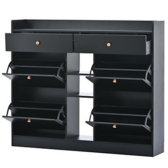Modern Shoe Cabinet With 4 Flip Drawers