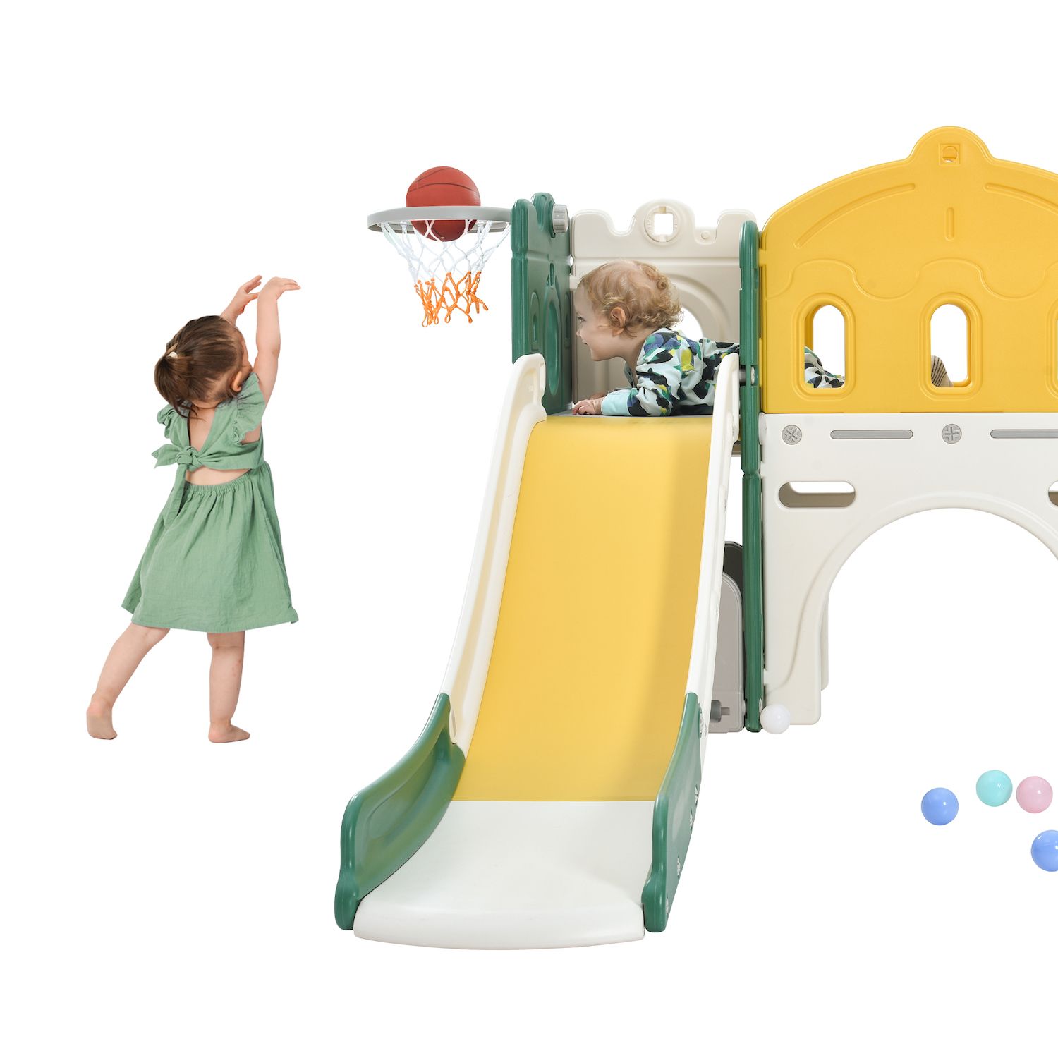 Merax 5 In 1 Kids Slide Playset Structure