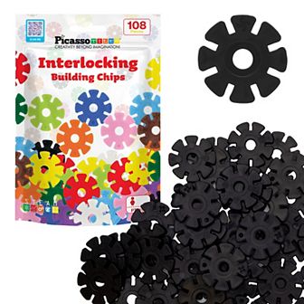 PicassoTiles 108 pc Light Green Interlocking Plastic Disc, Building Chip Blocks Toy Set for Kids 3+