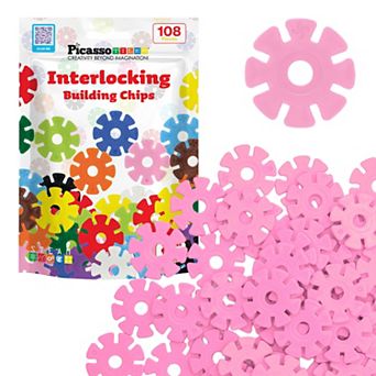 PicassoTiles 108 pc Light Green Interlocking Plastic Disc, Building Chip Blocks Toy Set for Kids 3+