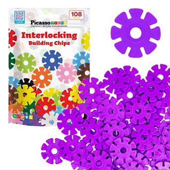 PicassoTiles 108 pc Light Green Interlocking Plastic Disc, Building Chip Blocks Toy Set for Kids 3+