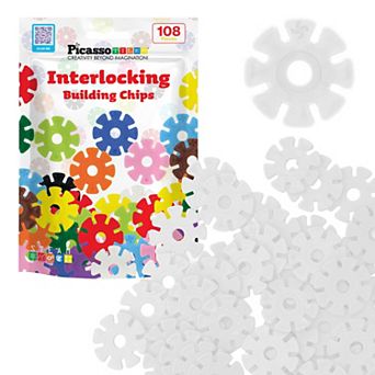 PicassoTiles 108 pc Light Green Interlocking Plastic Disc, Building Chip Blocks Toy Set for Kids 3+