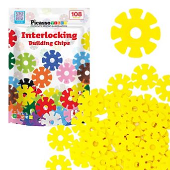 PicassoTiles 108 pc Light Green Interlocking Plastic Disc, Building Chip Blocks Toy Set for Kids 3+
