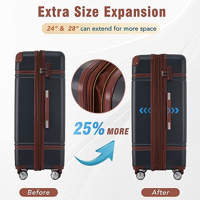 Merax Luggage Sets 3 Pieces Luggages And Cosmetic Case Spinner Suitcase With TSA Lock