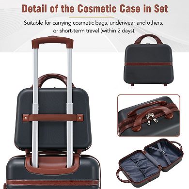 Merax Luggage Sets 3 Pieces Luggages And Cosmetic Case Spinner Suitcase With TSA Lock