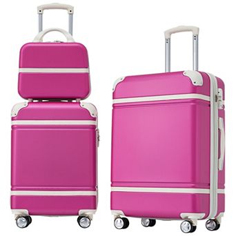 Merax Luggage Sets 3 pc Luggages And Cosmetic Case Spinner Suitcase With TSA Lock
