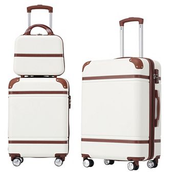 Merax Luggage Sets 3 pc Luggages And Cosmetic Case Spinner Suitcase With TSA Lock