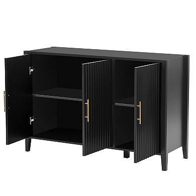 Merax Three-door Storage Cabinet with Metal Handles