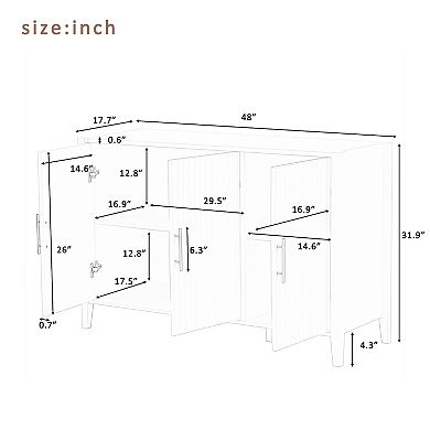 Merax Three-door Storage Cabinet with Metal Handles