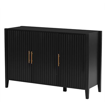Merax Three-door Storage Cabinet with Metal Handles