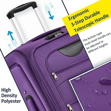 Merax Softside Luggage Expandable 3 Piece Set Suitcase Softshell Lightweight Luggage