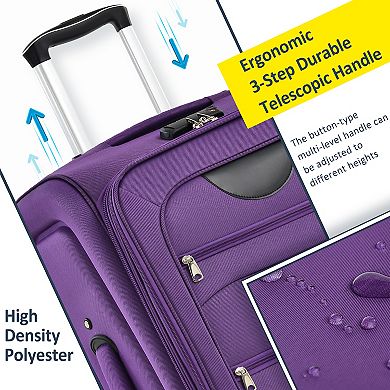 Merax Softside Luggage Expandable 3 Piece Set Suitcase Softshell Lightweight Luggage