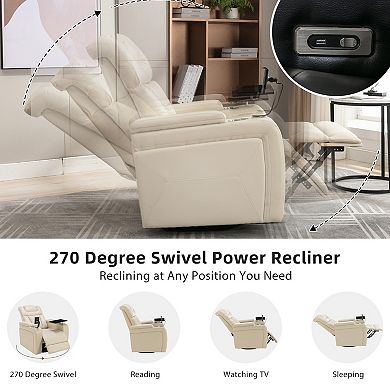 Merax 270 Degree Swivel Pu Leather Power Recliner Individual Seat Home Theater Recliner