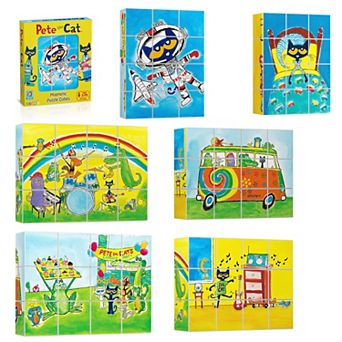 PicassoTiles 12 pc Pete the Cat Magnetic Cubes, Magnetic Building Blocks Toy for Kids 3+