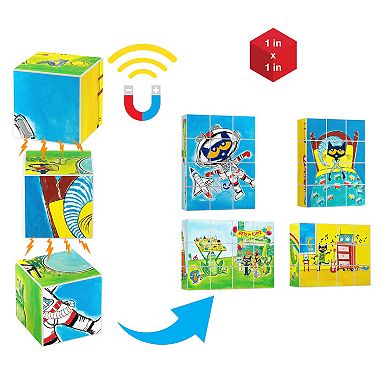Picassotiles Pete The Cat Magnet Puzzle Building Block Cubes With 6 Cartoon Themes