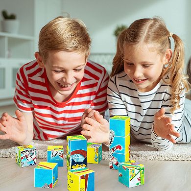 PicassoTiles 12 PC Pete the Cat Magnetic Cubes, Magnetic Building Blocks Toy for Kids 3+