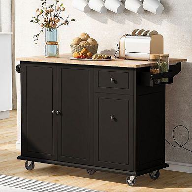 Merax Kitchen Island With Drop Leaf