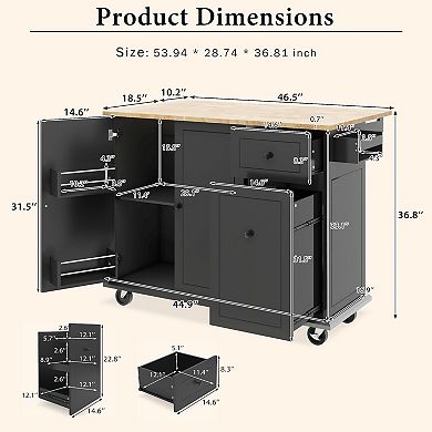 Merax Kitchen Island With Drop Leaf