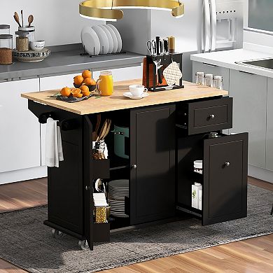 Merax Kitchen Island With Drop Leaf