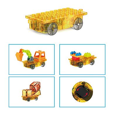 PICASSO-TILES Magnet Tile Motorized Car Base Self Turning Truck with Light, Motor for Kids