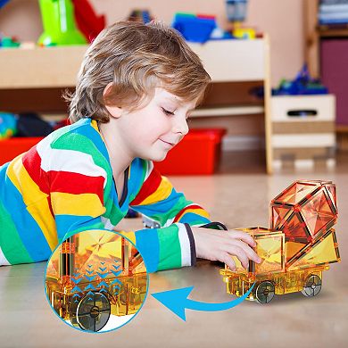 PICASSO-TILES Magnet Tile Motorized Car Base Self Turning Truck with Light, Motor for Kids