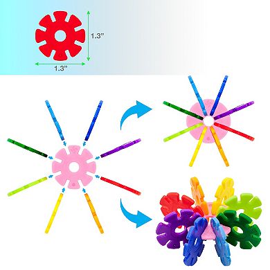 PicassoTiles 108 PC Rainbow Interlocking Plastic Disc, Building Chip Blocks Toy Set for Toddlers 3+