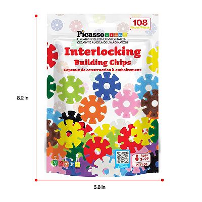 PicassoTiles 108 PC Rainbow Interlocking Plastic Disc, Building