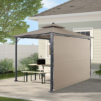 Gazebo With Extended Side Shed/awning And Led Light For Backyard
