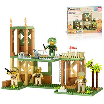 PicassoTiles 186 pc Military Combat Force Theme, Magnetic Tiles and Brick Compatible for Kids 3+