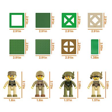 PicassoTiles 186 PC Military Combat Force Theme, Magnetic Tiles and Brick Compatible for Kids 3+