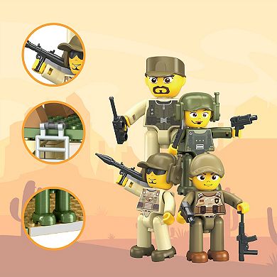 PicassoTiles 186 PC Military Combat Force Theme, Magnetic Tiles and Brick Compatible for Kids 3+