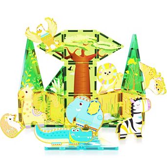 PICASSO-TILES 26 pc Safari Themed, Magnetic Tiles, Magnetic Building Blocks for Kids 3+