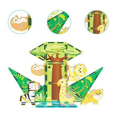 PICASSO-TILES 26 PC Safari Themed, Magnetic Tiles, Magnetic Building Blocks for Kids 3+