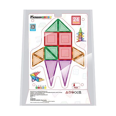 Picassotiles 24pc Magnet Tile Building Block Toy Set