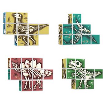 PicassoTiles 9 pc Magnetic Blocks Dinosaur Fossil Theme, Magnetic Building Blocks for Kids 3+
