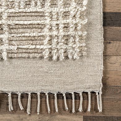 RugsUSA Crissy Crosshatch Shag Wool Blend Area Rug
