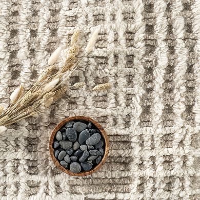 RugsUSA Crissy Crosshatch Shag Wool Blend Area Rug