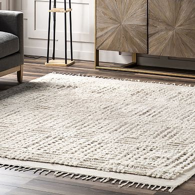 RugsUSA Crissy Crosshatch Shag Wool Blend Area Rug