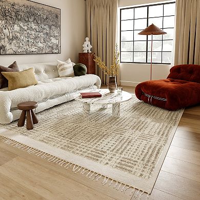 RugsUSA Crissy Crosshatch Shag Wool Blend Area Rug