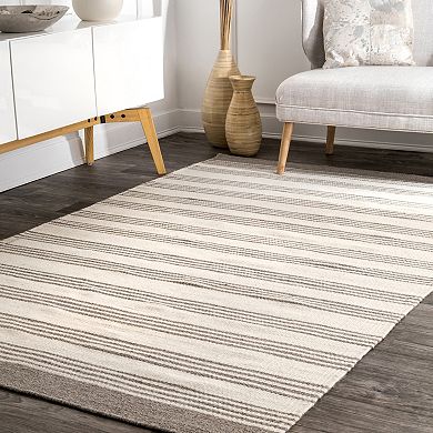 RugsUSA Sage Striped Wool Blend Area Rug