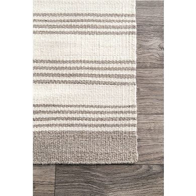 RugsUSA Sage Striped Wool Blend Area Rug
