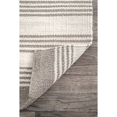 RugsUSA Sage Striped Wool Blend Area Rug