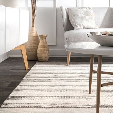 RugsUSA Sage Striped Wool Blend Area Rug