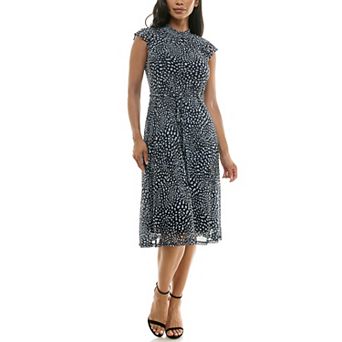 Women's Nina Leonard Smocked Chiffon Mesh Midi Dress