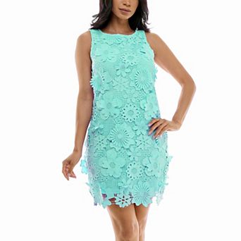 Women's Nina Leonard Crochet 3D Floral Embroidery Sheath Dress