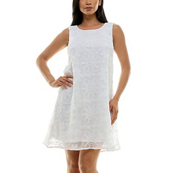 Women's Nina Leonard Floral Embroidered Sleeveless Float Dress
