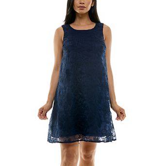 Women's Nina Leonard Floral Embroidered Sleeveless Float Dress