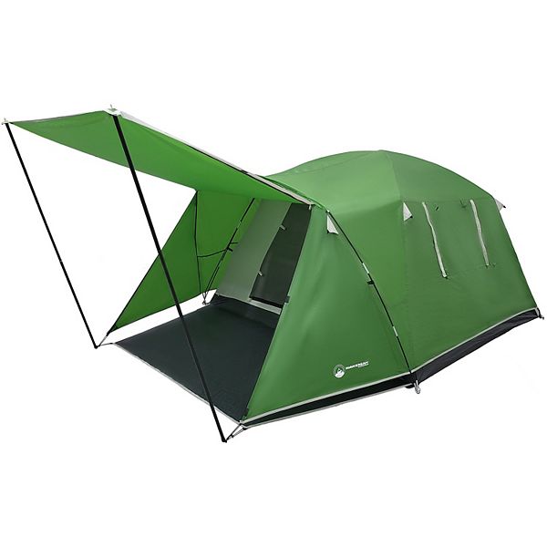 Wakeman 4 Person Camping Tent with Attached Porch Canopy Carrying Bag