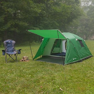Wakeman Outdoors 4 Person Camping Tent with Attached Porch Canopy & Carrying Bag